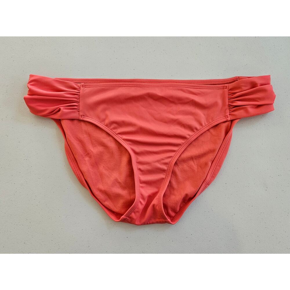 Athleta Coral Pink Bikini Swim Bottom Ruched Sides XL